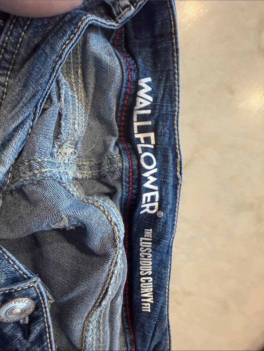 Wallflower Blue Denim Boot-Cut Jeans with Red Stitching